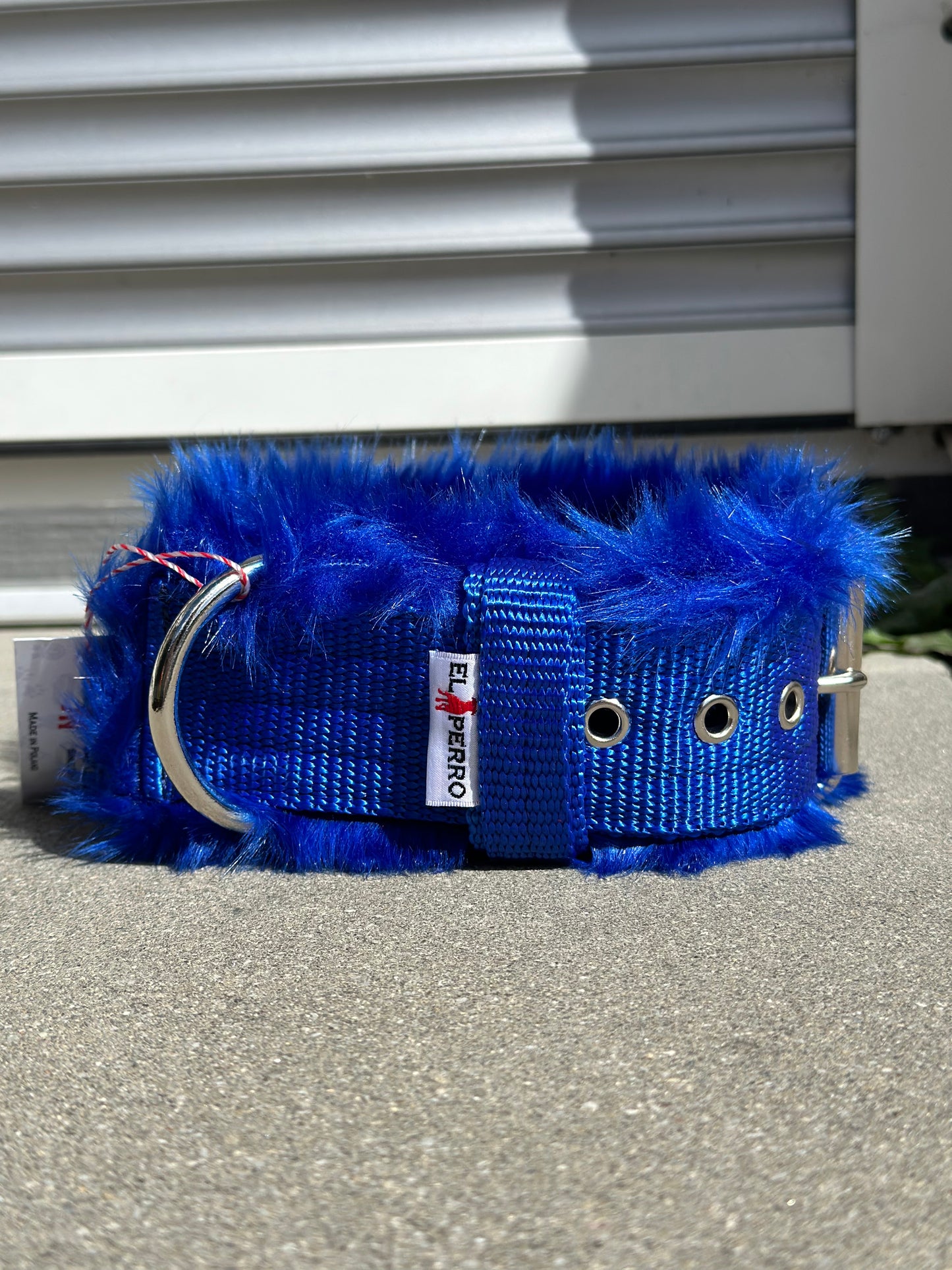 Elperro Halsband Fur Comfort 46-54cm | 5cm breit | Blau | Bestickt