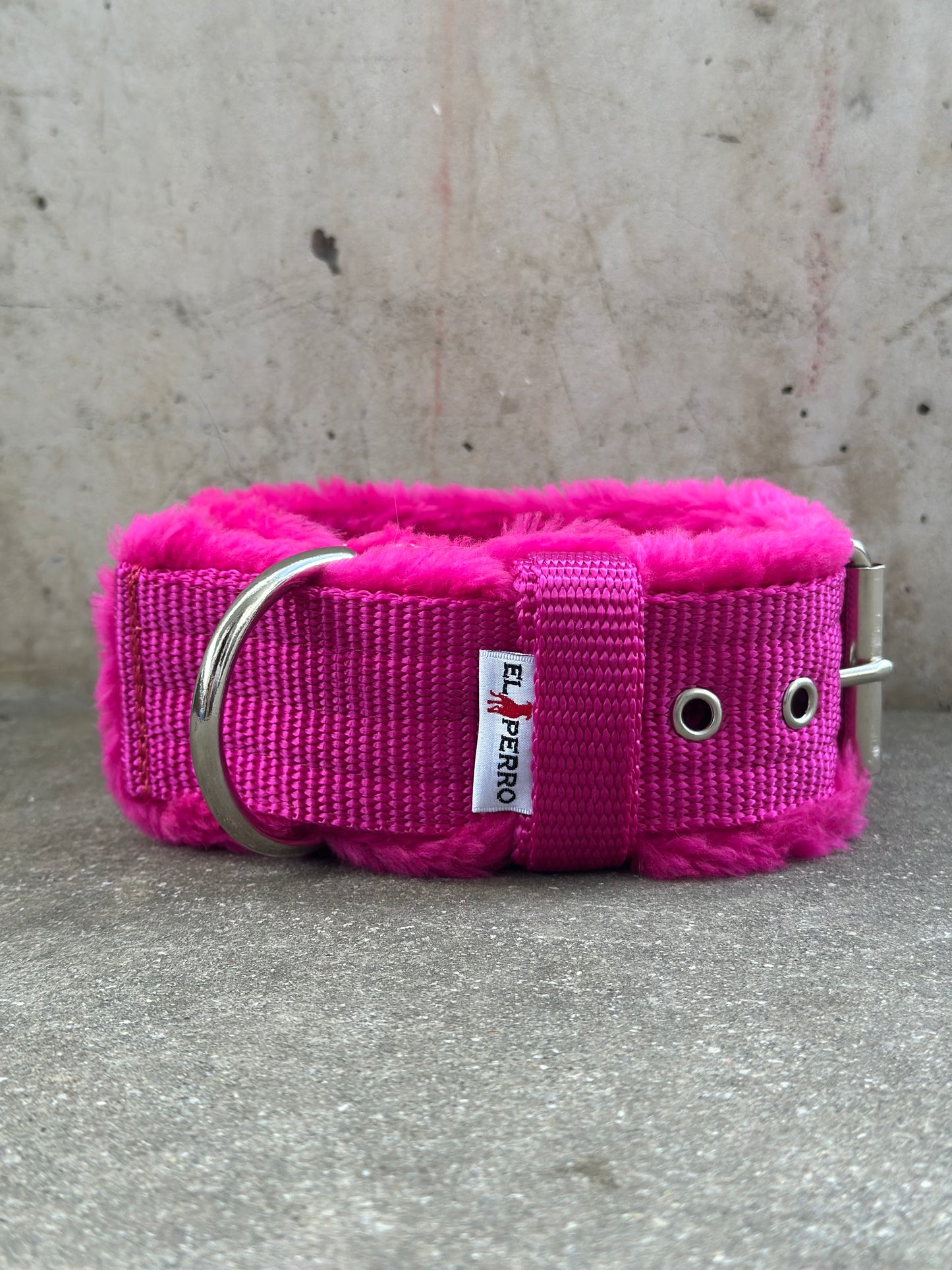 Elperro Halsband Fur Comfort 43-59cm | 5cm breit | Pink | Bestickt