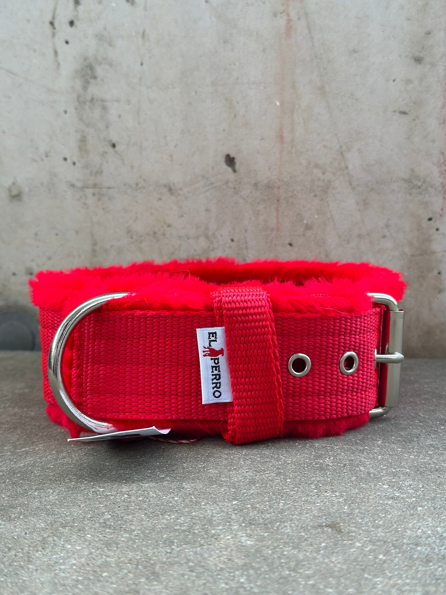 Elperro Halsband Fur Comfort 43-59cm | 5cm breit | Rot | Bestickt