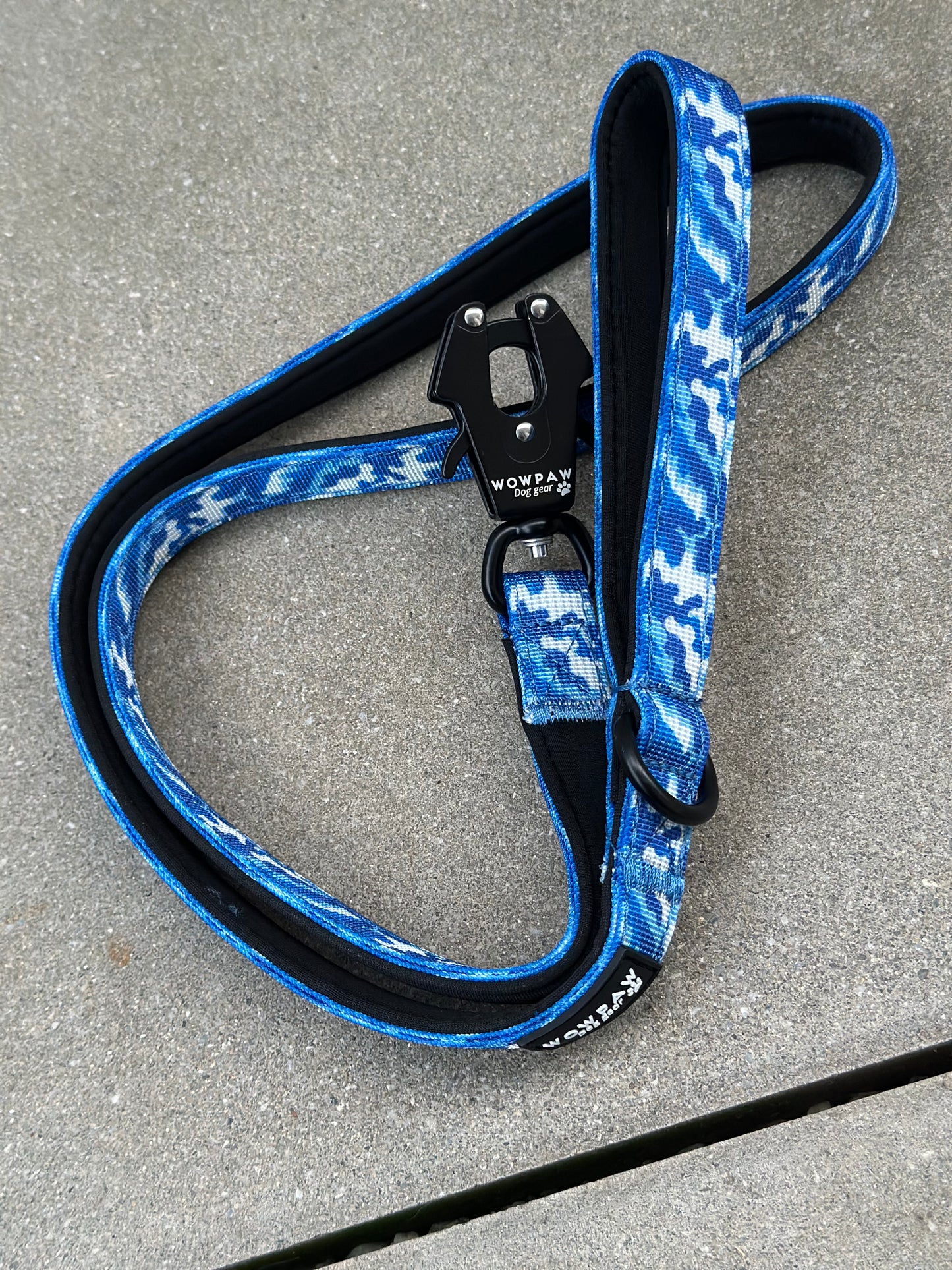 Taktische Hundeleine XS/XXS mit Froschkarabiner Länge 1,2m, Blau-Camouflage