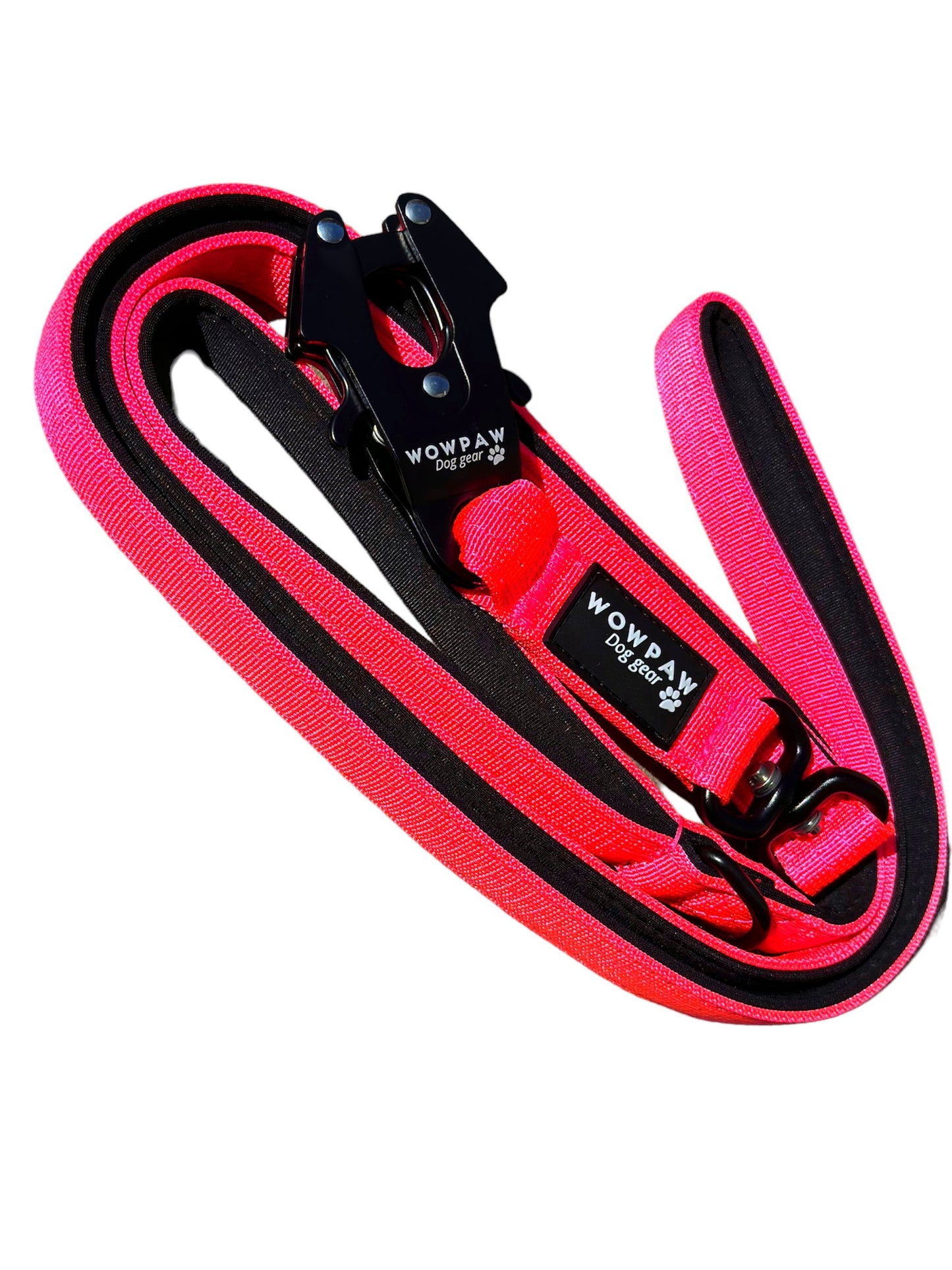 Taktische Hundeleine mit Froschkarabiner 360° drehbar Länge 1,8m Neonpink