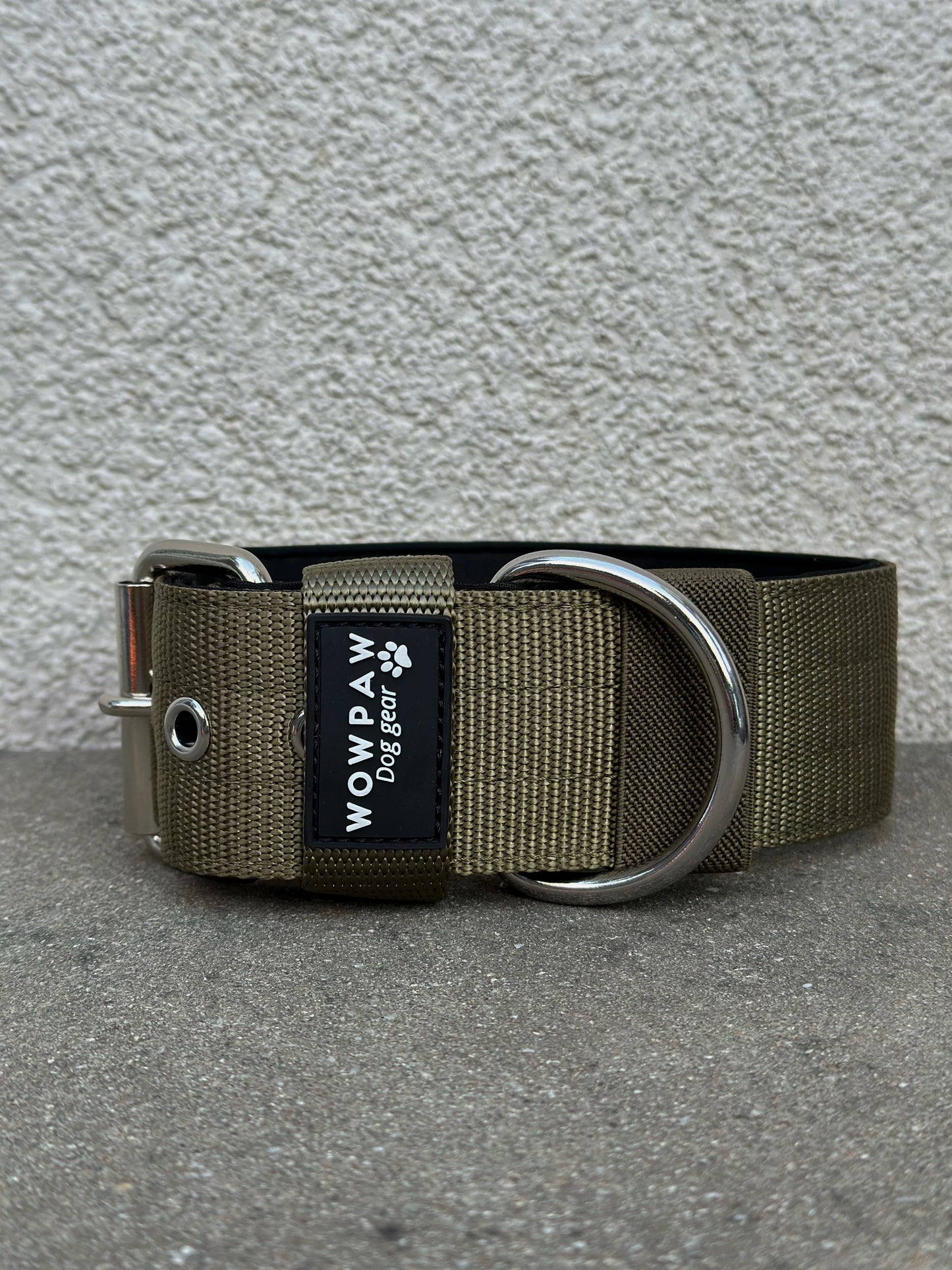 Hochwertiges Basic Hundehalsband Oliv  Größe S