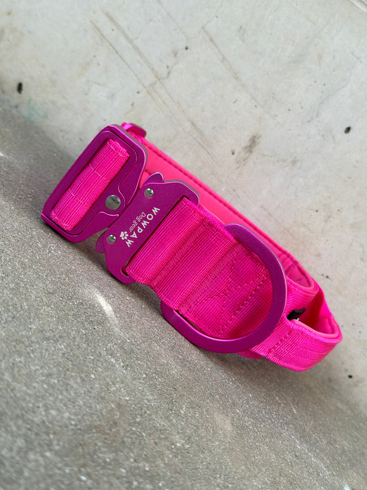 Hochwertiges taktisches Hundehalsband 5cm ULTRA LIGHT Magenta Edition Größe S