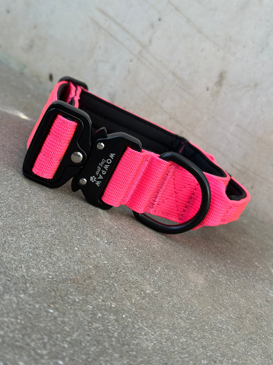 Hochwertiges taktisches Hundehalsband Neonpink Größe M Breite 3,8cm