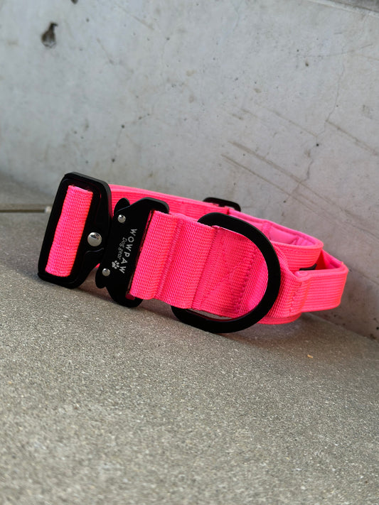 Hochwertiges taktisches Hundehalsband 5cm ULTRA LIGHT Neonpink Edition Größe S