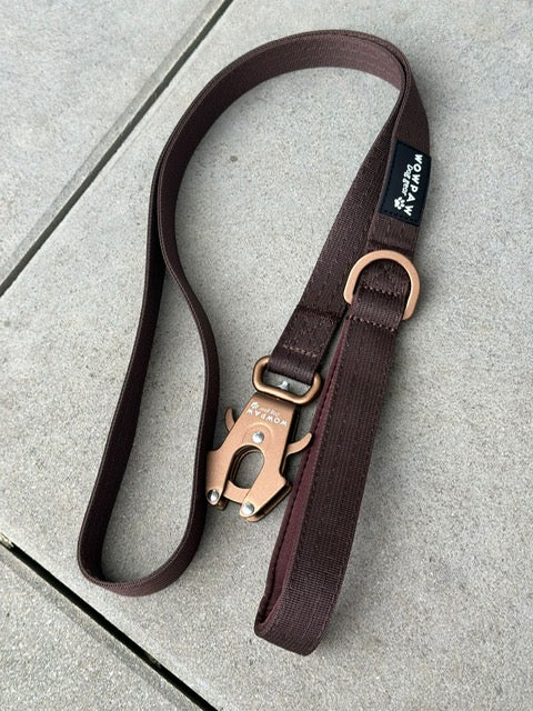 Guinzaglio tattico per cani con moschettone a rana, girevole a 360°, lunghezza 1,8 menta / oro rosa